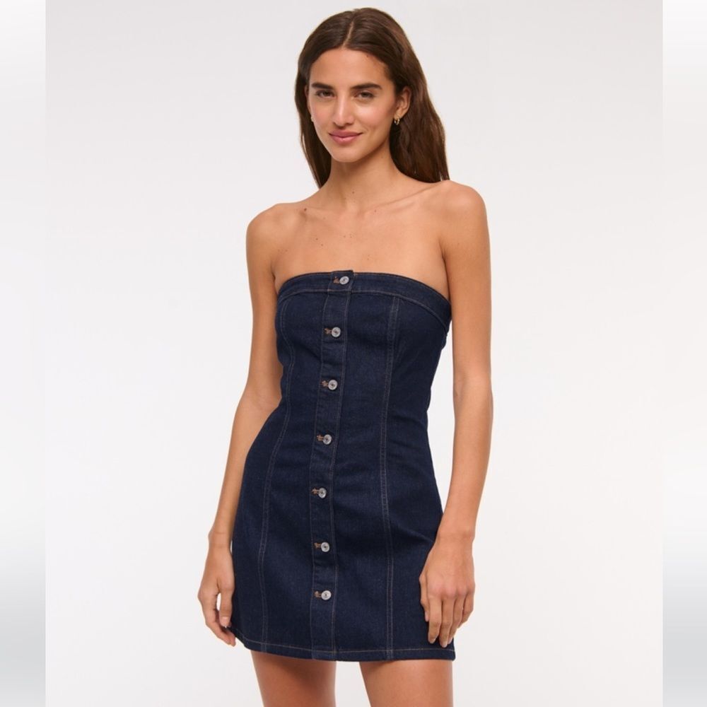 NWT A&f Mara Strapless Denim Mini Dress